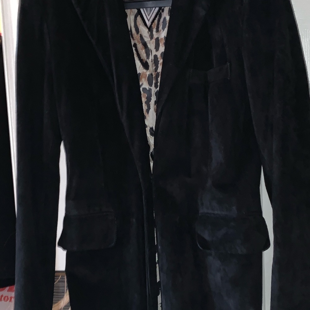 Black Suede full length coat with leopard silk